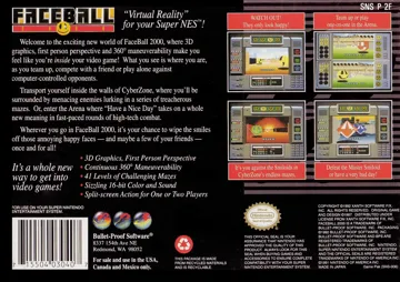 Faceball 2000 (USA) box cover back